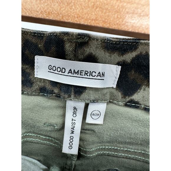 Good American Good Waist Sage Leopard Cropped Jeans Women's Size 8/29 NWT - Picture 5 of 7